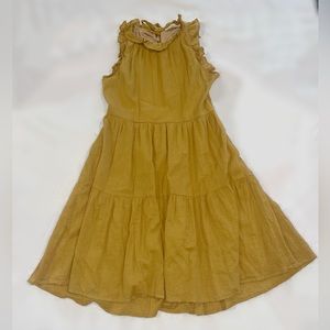 Mustard yellow ruffle necked Listicle dress. Size medium with pockets.